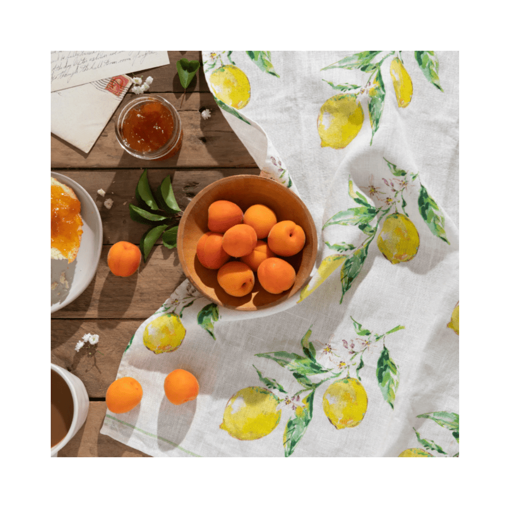 Lemon Painted Linen Kitchen Towel - Haus of Powell