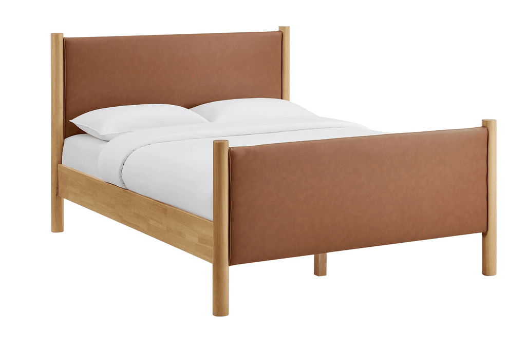 Maven Full Size Vegan Leather Upholstered Platform Bed in Tan Oak - Haus of Powell