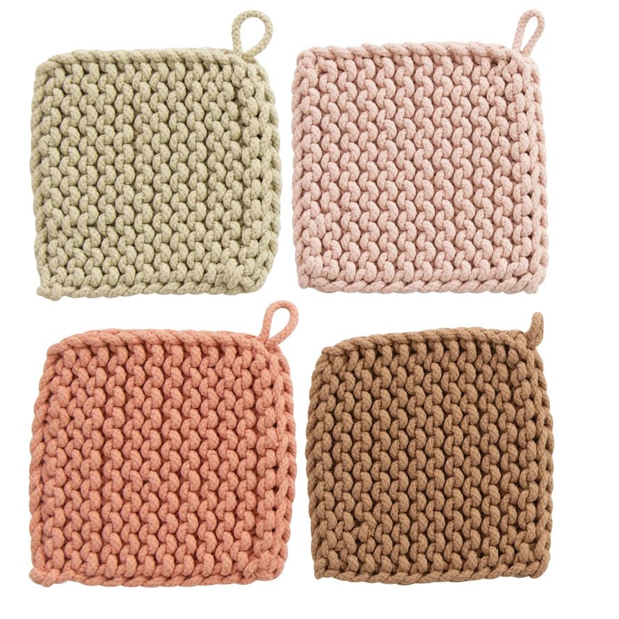 Cotton Crocheted Potholder- Set of 4 - Haus of Powell