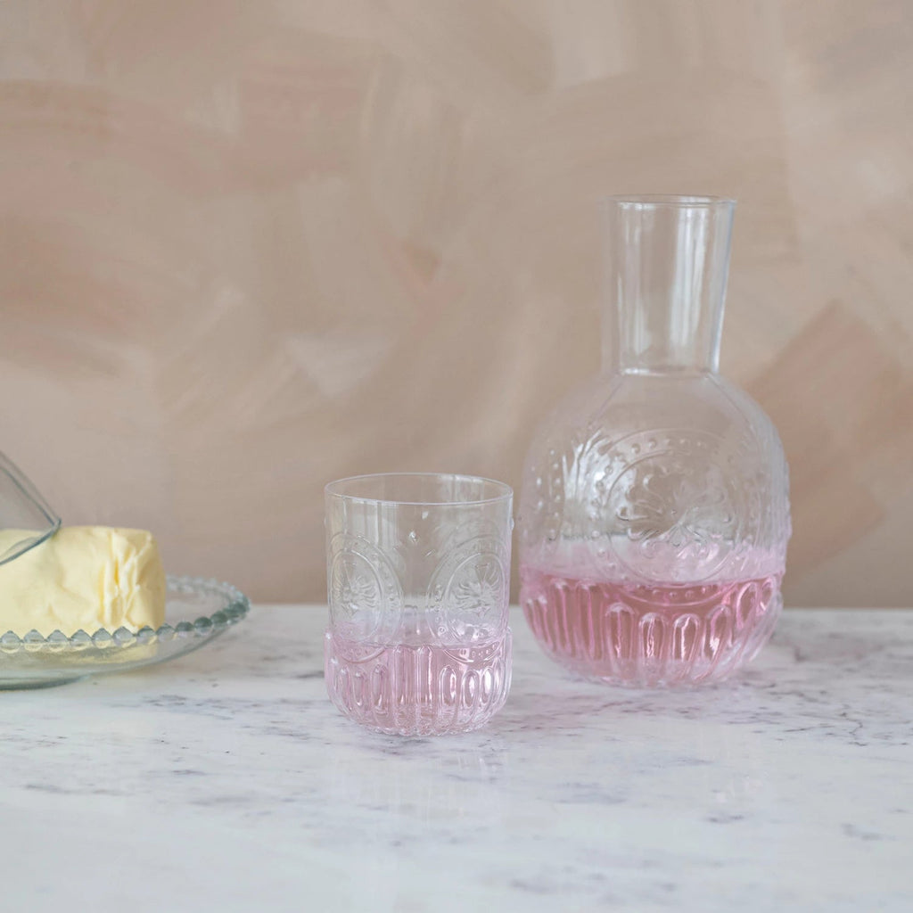 Embossed Glass Carafe & Drinking Glass - Haus of Powell