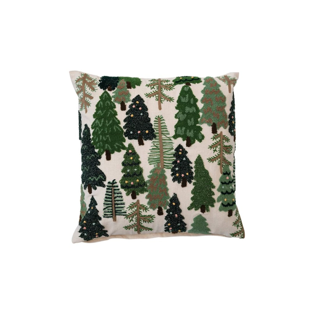 Embroidered Pillow w/ Trees & French Knots - Haus of Powell