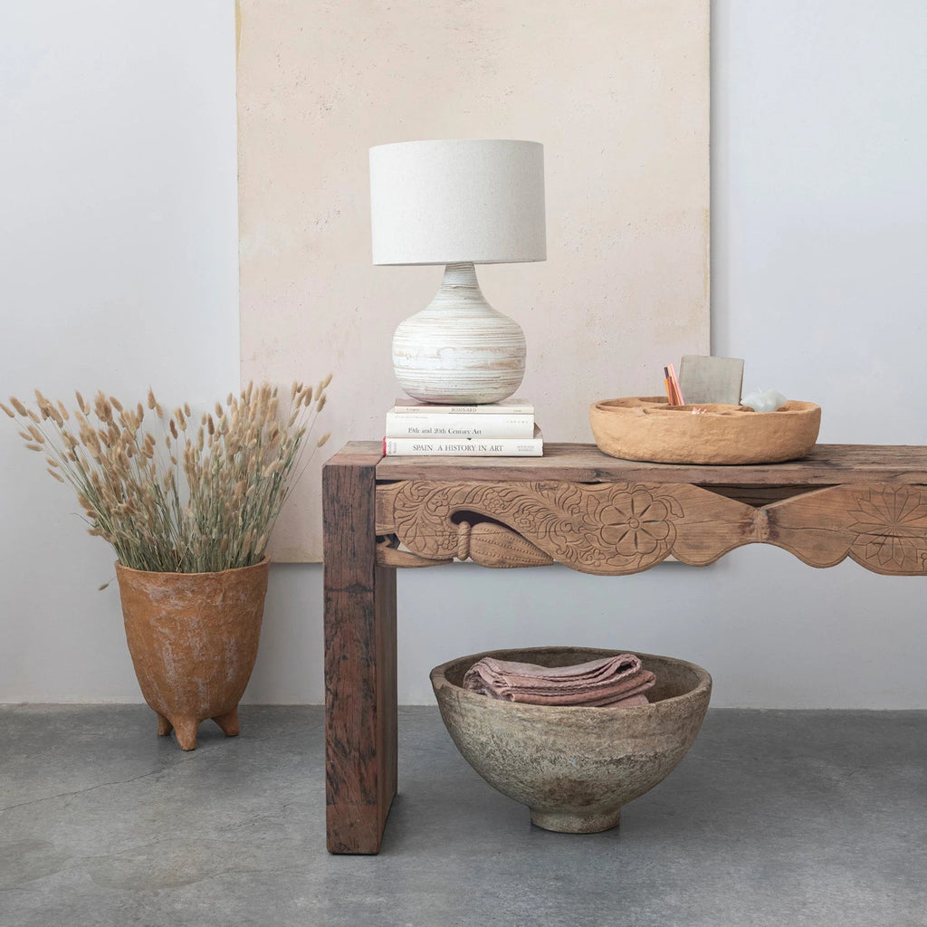 Hand-Carved Reclaimed Wood Console Table - Haus of Powell