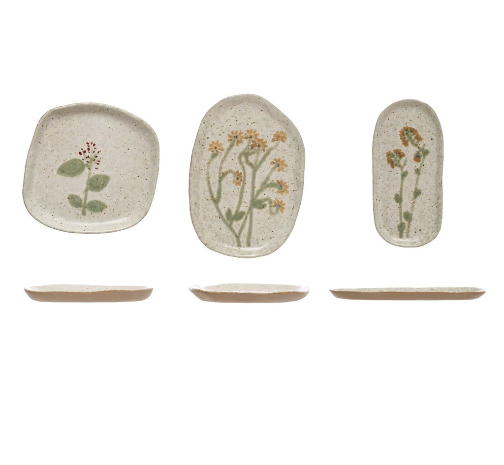 Hand-Painted Stoneware Plate Set of 3 - Haus of Powell