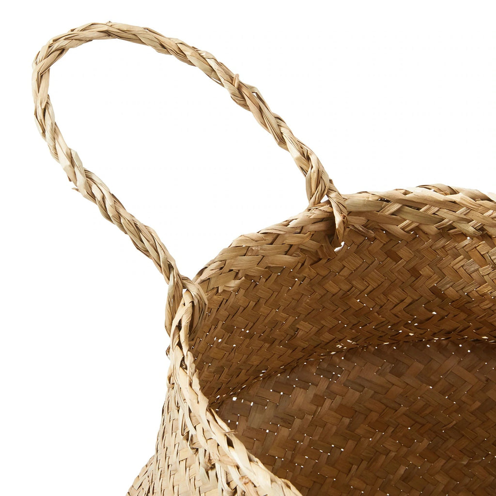 Hand Woven Palm and Seagrass Belly Basket - Woven Basket - Haus of Powell