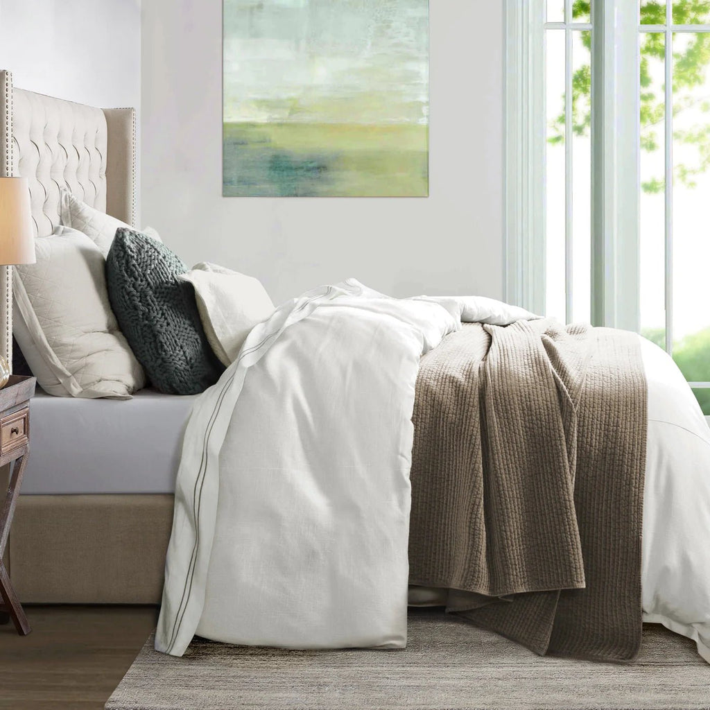 Hera Washed Linen Bedding Set - White - Haus of Powell