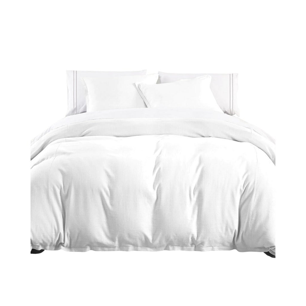 Hera Washed Linen Bedding Set - White - Haus of Powell