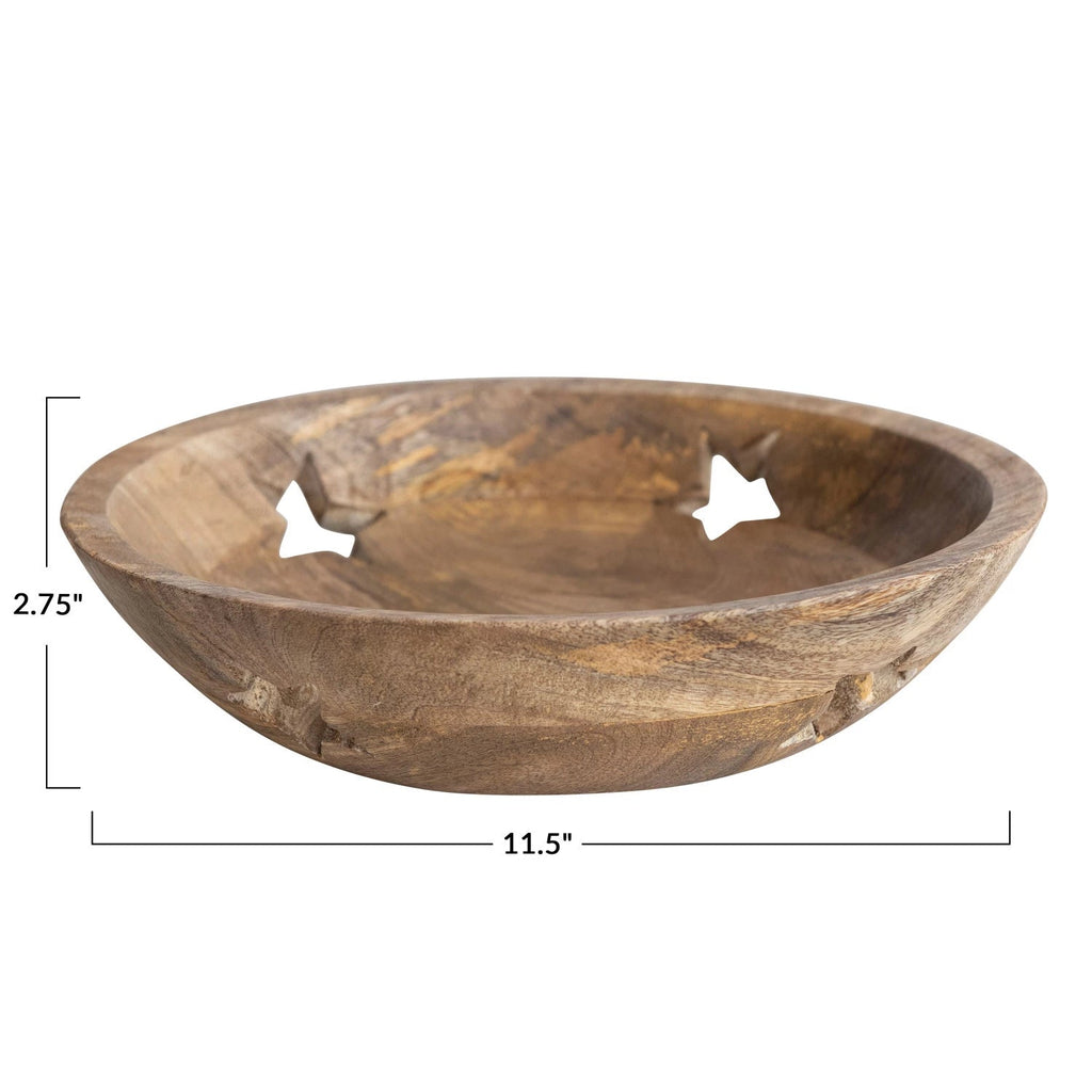 Mango Wood Bowl w/ Star Cut-Outs - Haus of Powell