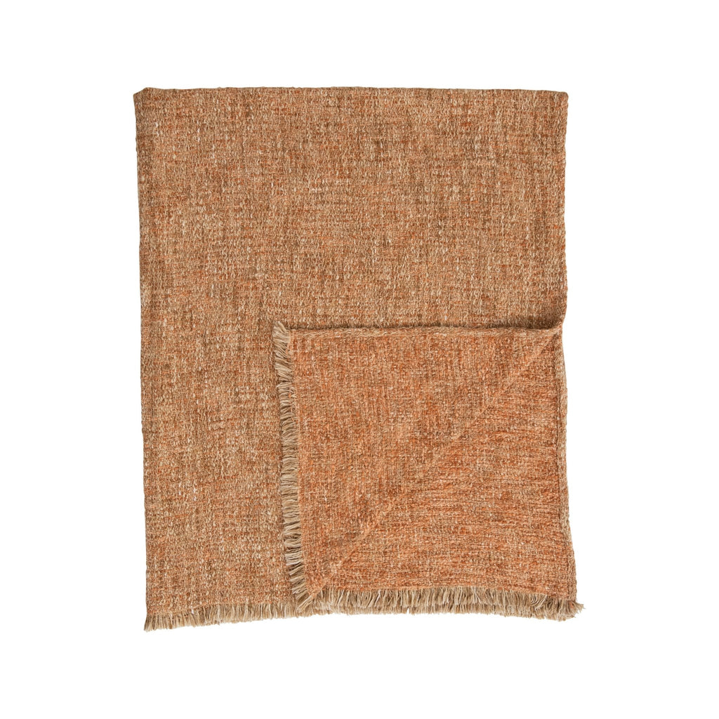 Woven Melange Cotton Blend Boucle Throw with Fringe - Haus of Powell